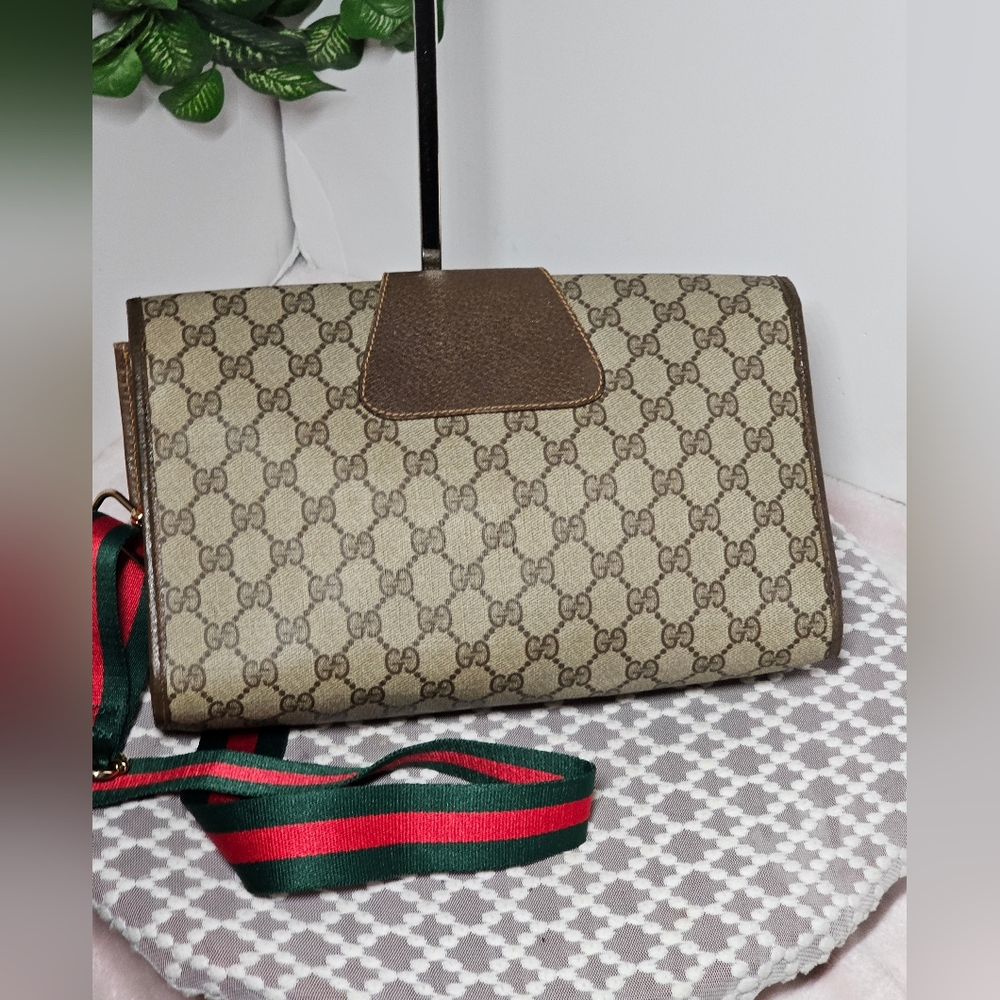 GUCCI GG Web SherryLine Clutch Bag PVC Leather (Removable Unbranded … - Picture 10 of 10